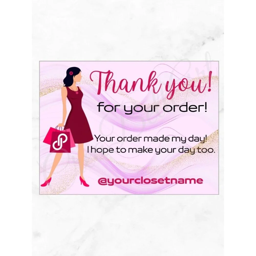 100 Poshmark Shopping Thank You Cards 4 x 3 in